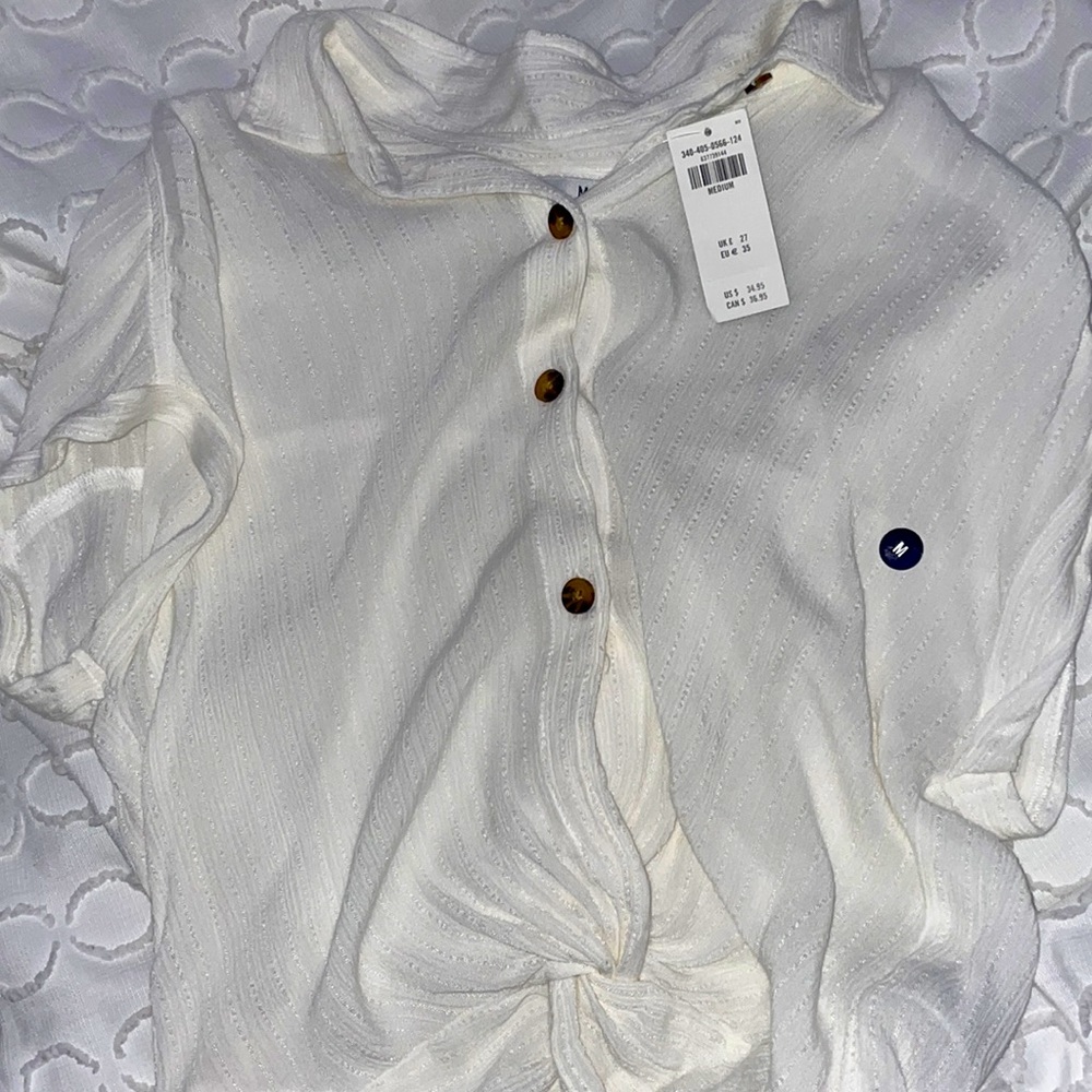 hollister button up white blouse